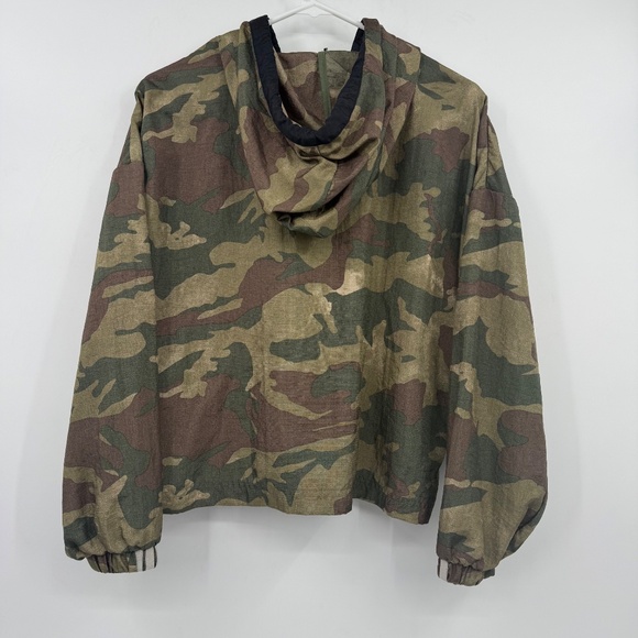 Adidas Jacket Women XS Camo Windbreaker Cropped Hooded Oversized Lightweight - Picture 6 of 15